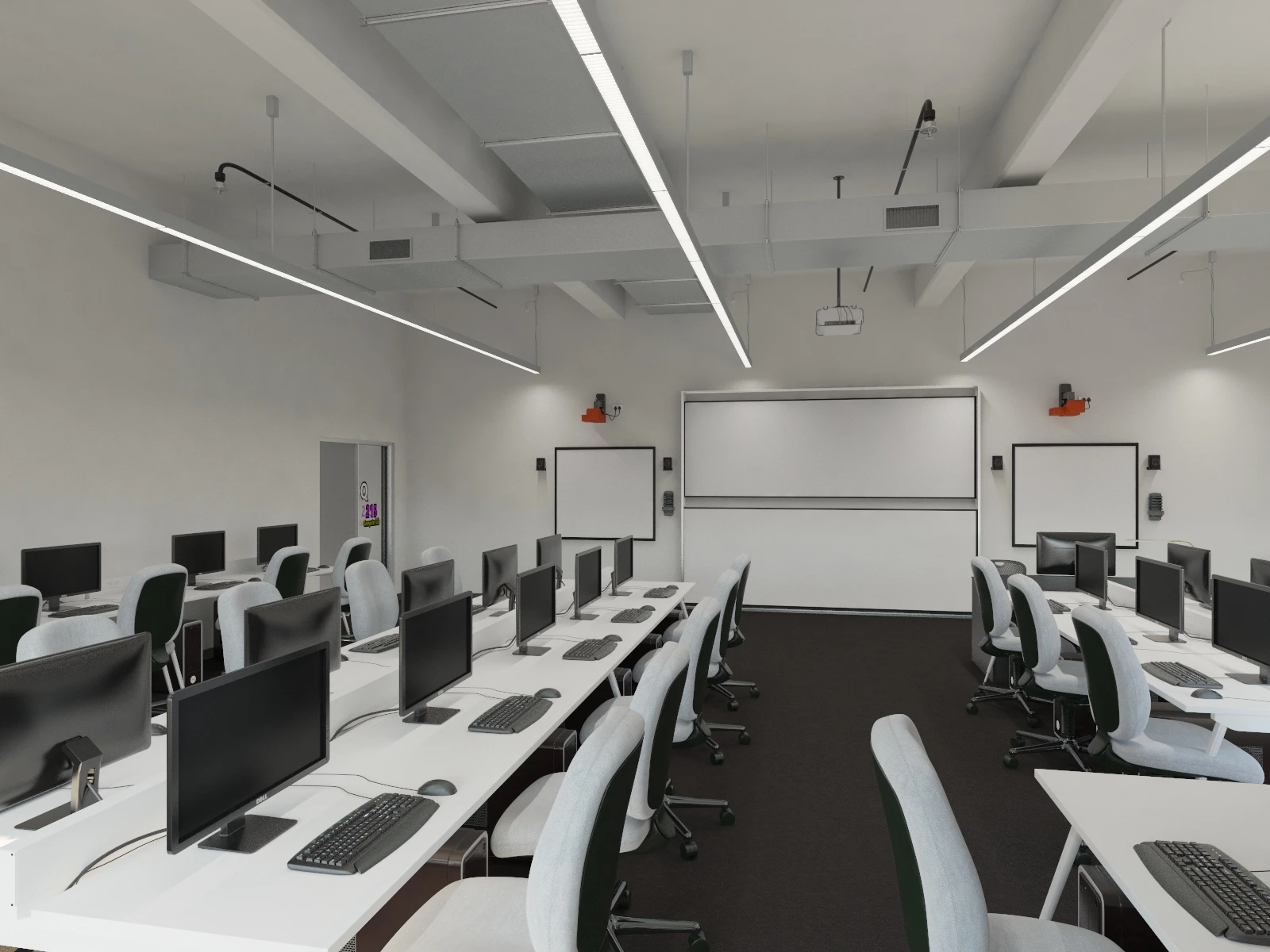 Computer Laboratory Classroom Interior Scene 3D Model_07
